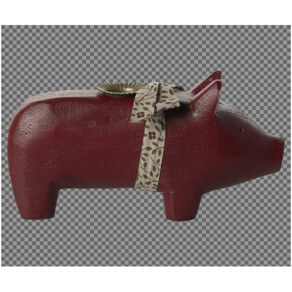 Maileg Kerzenhalter, Medium Schwein - Rot