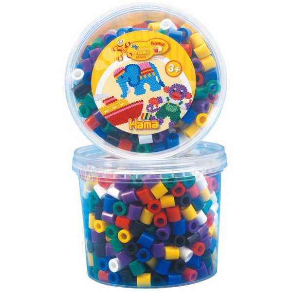 Hama® Bügelperlen Maxi - Dose Vollton Mix 600 Perlen (7 Farben)