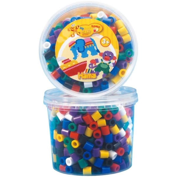 Hama® Bügelperlen Maxi - Dose Vollton Mix 600 Perlen (7 Farben)