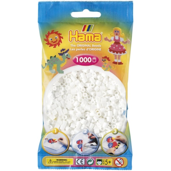 Hama® Bügelperlen Perlen, weiß, 1.000 Stück
