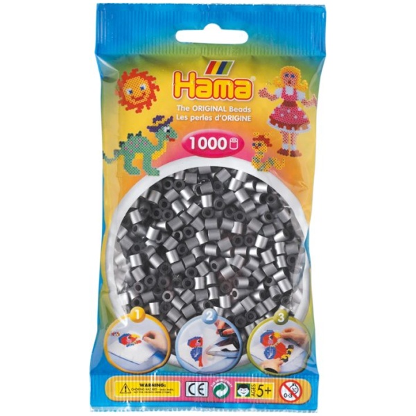 Hama® Bügelperlen Midi - Silber 1000 Perlen
