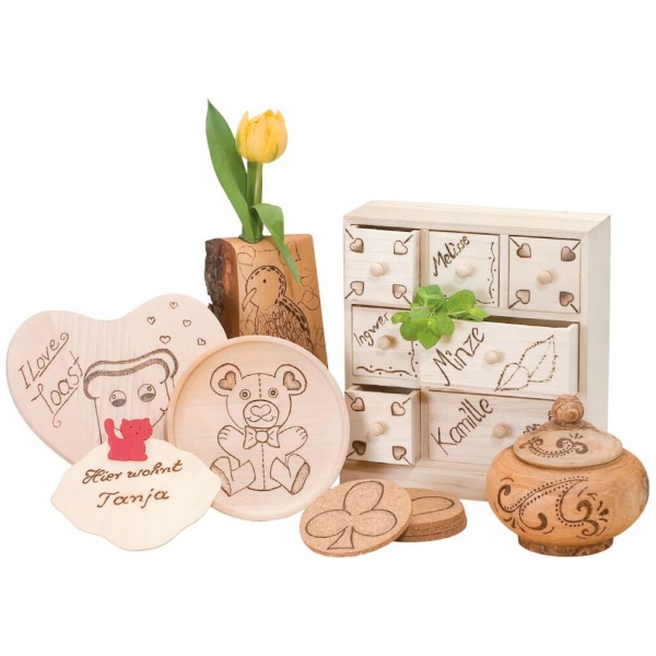 PEBARO Bastelset Brandmalerei Brandmal-Geschenk-Set inkl. Holz