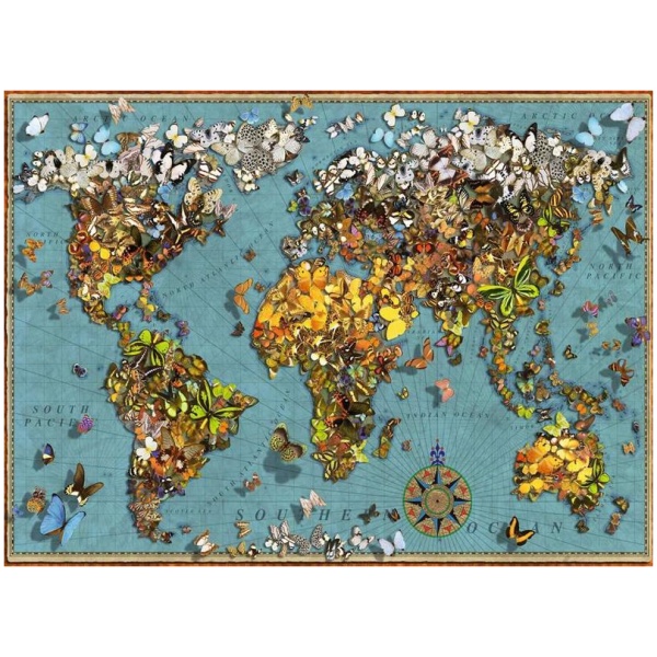 Ravensburger Puzzle 15043 - Antike Schmetterling-Weltkarte - 500 Teile Puzzle für Erwachsene und Kinder ab 10 Jahren,