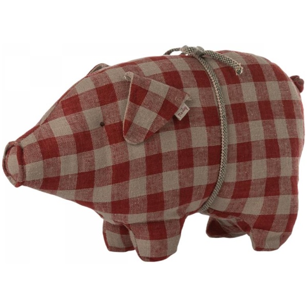 Maileg Pig, Small - Red check