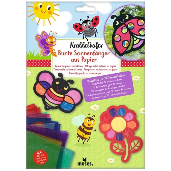 Krabbelkäfer Bunte Sonnenfänger aus Papier - Bastelset für 20 Fensterbilder