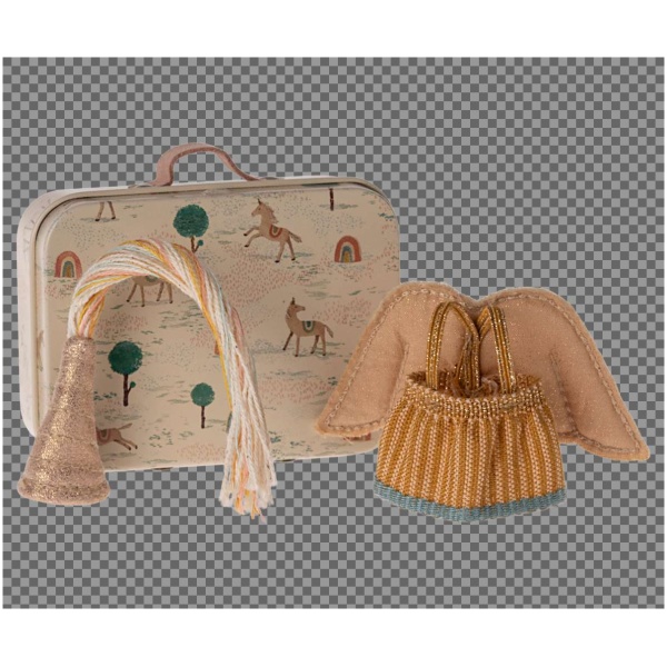 Maileg Fairy clothes in suitcase, Little sister mouse