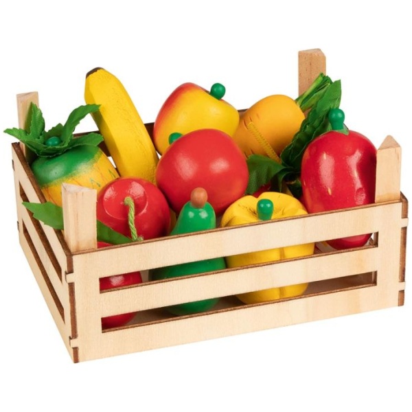 Obst und Gemüse in Kiste,