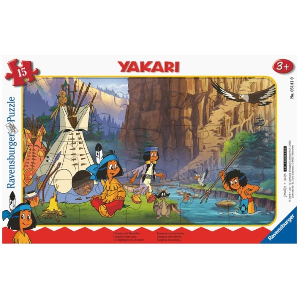 Ravensburger Kinderpuzzle - 05141 Camping mit Freunden - Rahmenpuzzle für Kinder ab 3 Jahren, Yakari-Puzzle mit 15 Tei