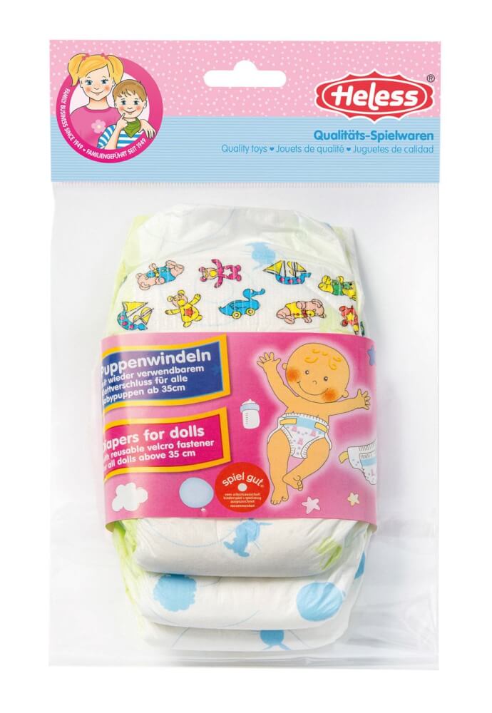 Puppenwindeln, 3 Stück, Gr. 35-50 cm Puppenwindeln, 3 Stück, Gr. 35-50 cm