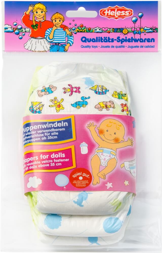 Puppenwindeln, 3 Stück, Gr. 35-50 cm Puppenwindeln, 3 Stück, Gr. 35-50 cm