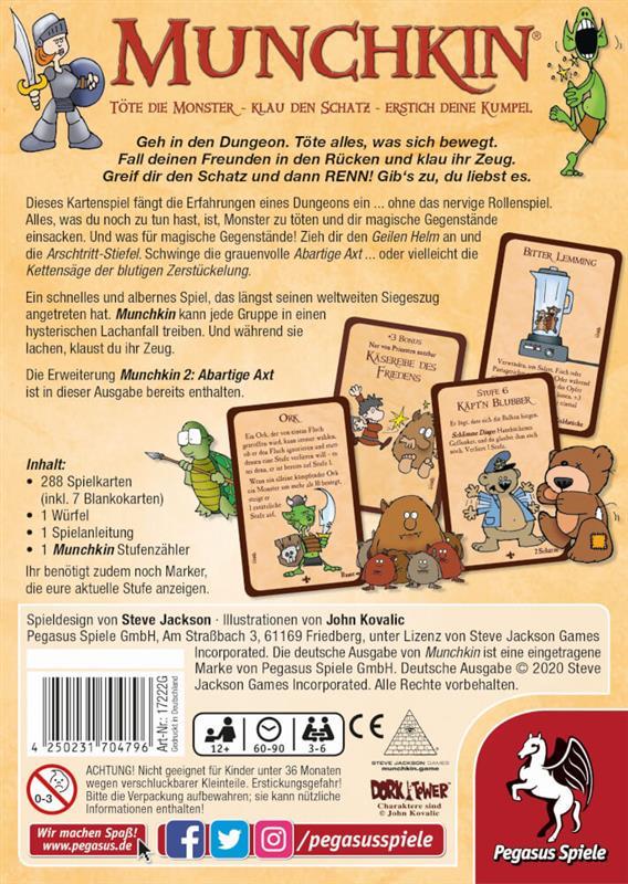 Pegasus Spiele Munchkin 1 + 2 Basisspiel plus Erweiterung Pegasus Spiele Munchkin 1 + 2 Basisspiel plus Erweiterung