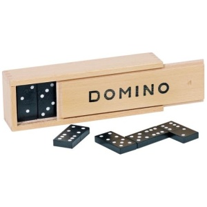 Dominospiel im Holzkasten Dominospiel im Holzkasten