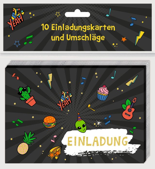 Einladungskarten Funny Patches 10 Exemplare mit Umschlägen Einladungskarten Funny Patches 10 Exemplare mit Umschlägen