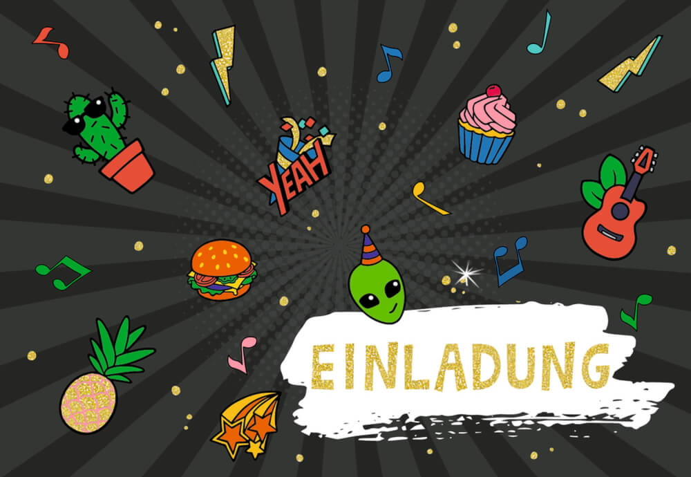 Einladungskarten Funny Patches 10 Exemplare mit Umschlägen Einladungskarten Funny Patches 10 Exemplare mit Umschlägen