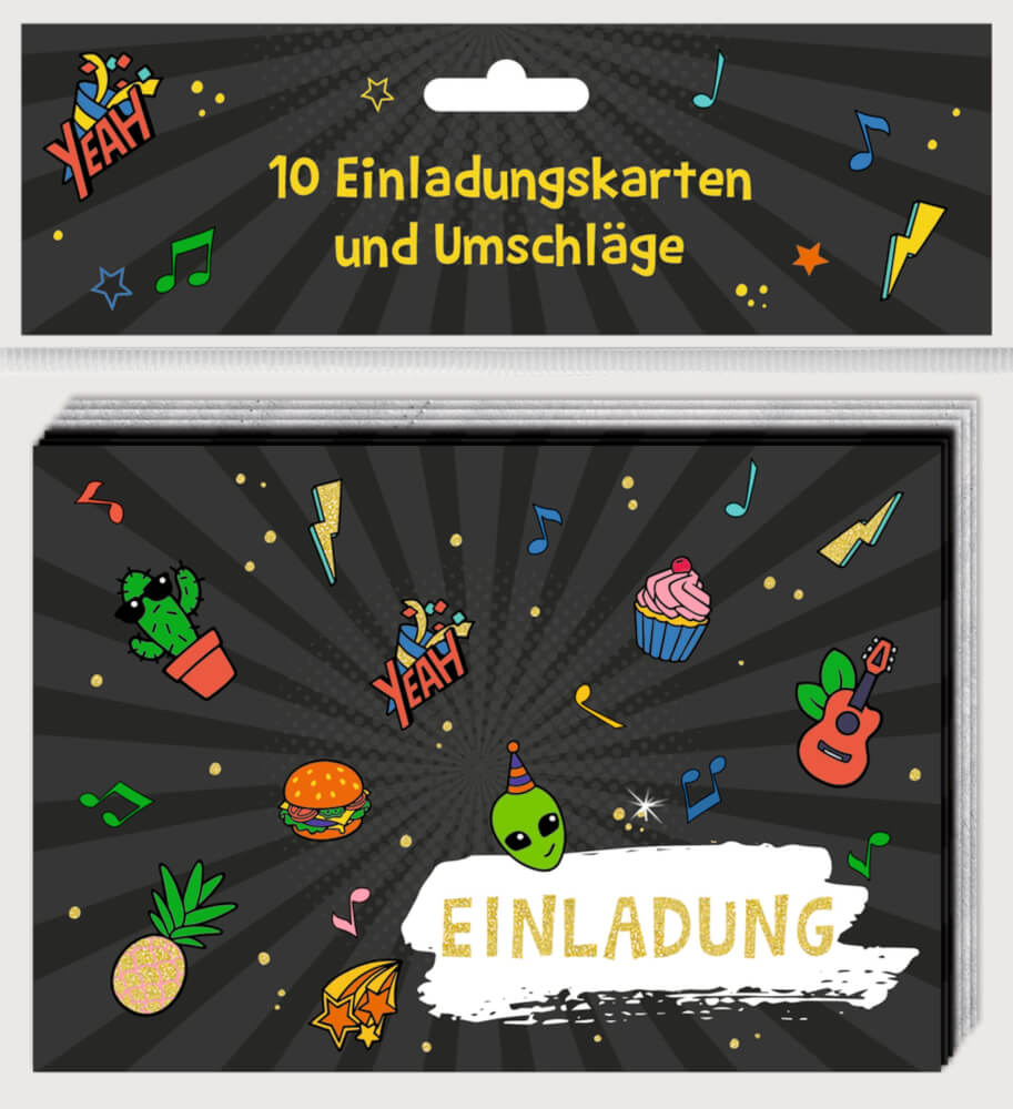 Einladungskarten Funny Patches 10 Exemplare mit Umschlägen Einladungskarten Funny Patches 10 Exemplare mit Umschlägen