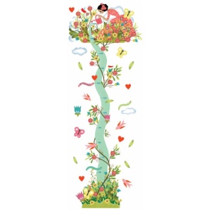 Wandsticker Messlatte: Young girl in the garden Wandsticker Messlatte: Young girl in the garden