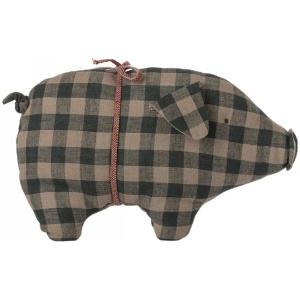Maileg Pig, Small - Green check Maileg Pig, Small - Green check