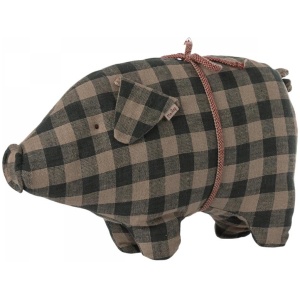 Maileg Pig, Small - Green check Maileg Pig, Small - Green check