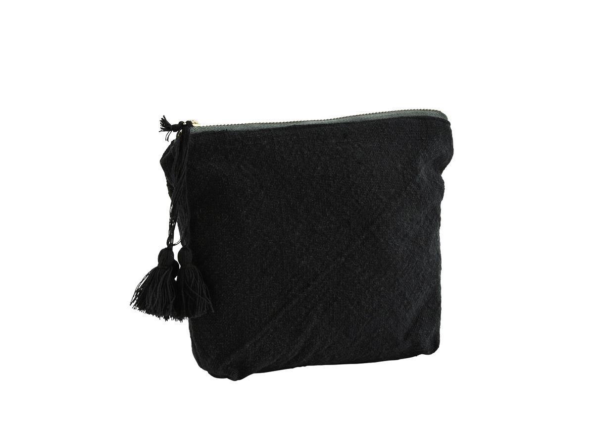 Madam Stoltz kleine Toilettentasche anthrazit mit Quaste Madam Stoltz kleine Toilettentasche anthrazit mit Quaste