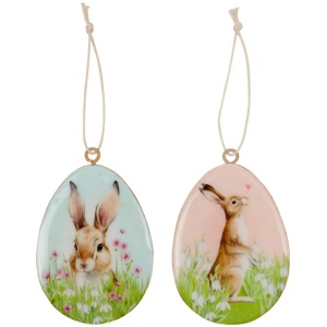Holz-Anhänger mit Hasenmotiv - Ostergrüße, sortiert (1 Stück)