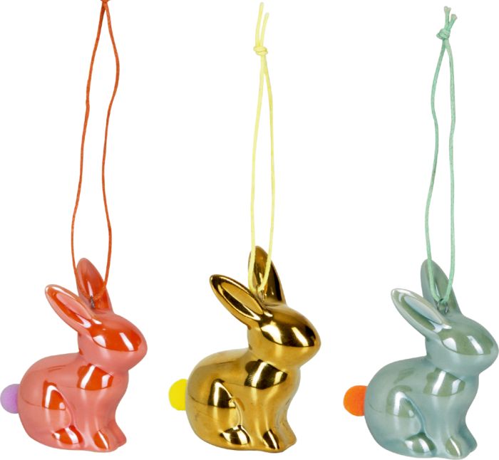 Puschelhäschen-Anhänger - Ostergrüße, sortiert (1 Stück) Puschelhäschen-Anhänger - Ostergrüße, sortiert (1 Stück)