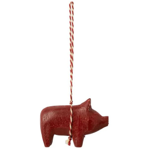 Maileg Holzornament, Schwein - Rot Maileg Holzornament, Schwein - Rot